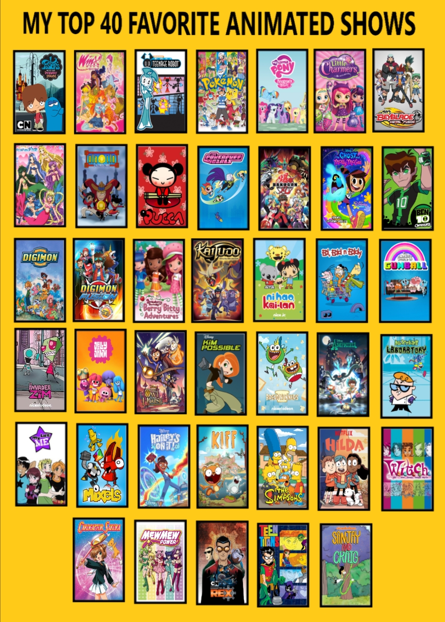 My top 40 favourite animated shows by fanbyjazzystar123 on DeviantArt