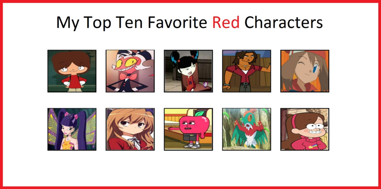 My top 10 Favourite Red Characters (Remake) V. 1 by fanbyjazzystar123 ...