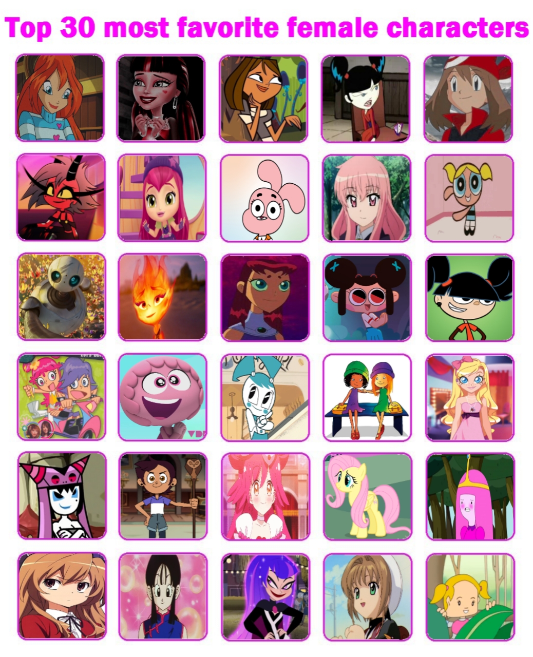 Most Female Deviantart My top 30 Most Favourite Female Characters by fanbyjazzystar123 on ...