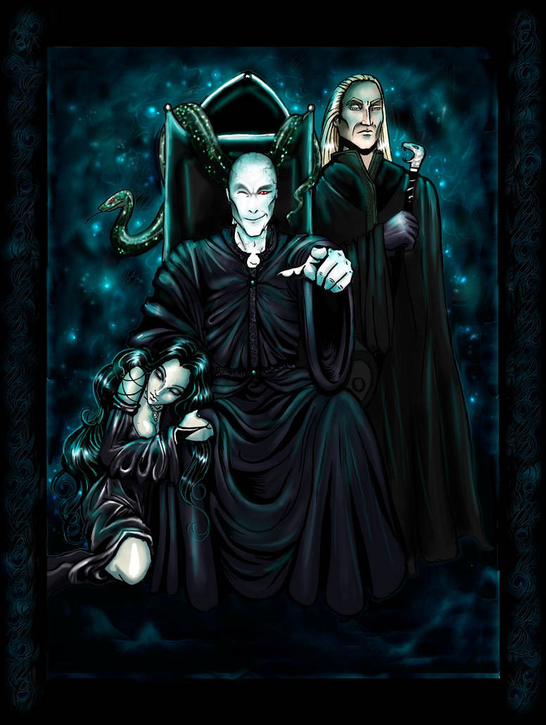 Малфой и реддл. Волдеморт Люциус и Беллатриса.