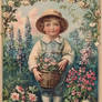 - Easter greeting - boy with flowers and eggs, gen