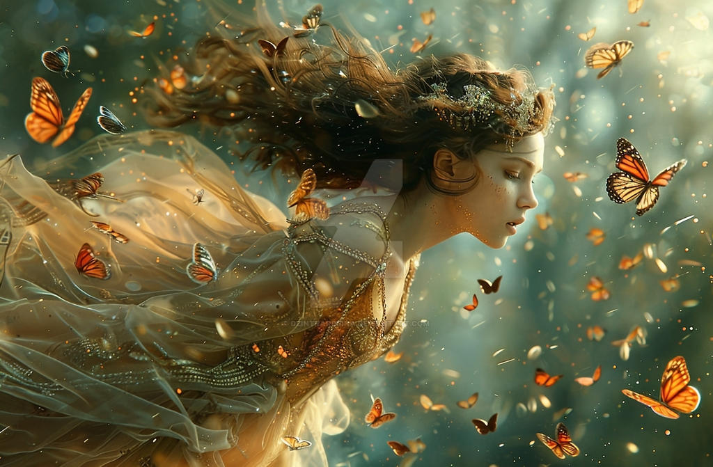 Fantasy Springtime - Fantasy In Spring Flies With A Girl And Butterfl by dzintraregina on ...
