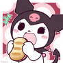 Kuromi eating a sandwich