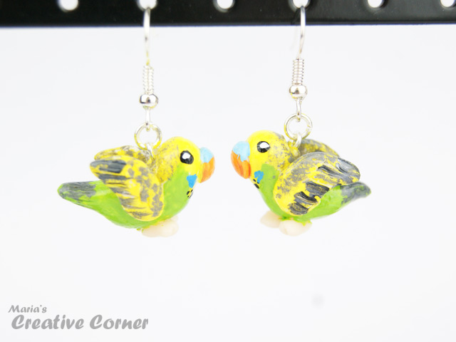 Cute budgerigar earrings