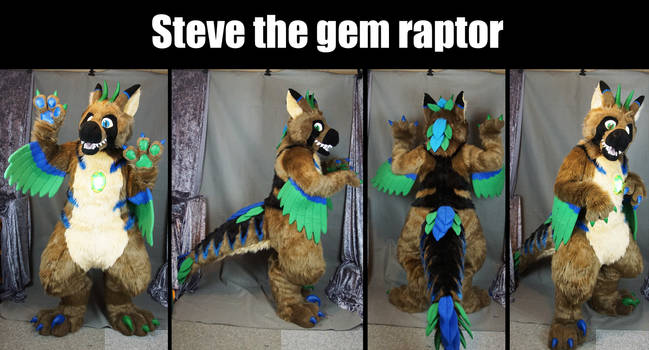 Steve the gem raptor fursuit