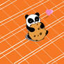 Panda eating a cookie.