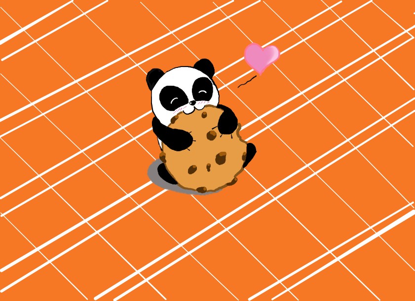 Panda eating a cookie.