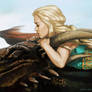 Daenerys riding Drogon