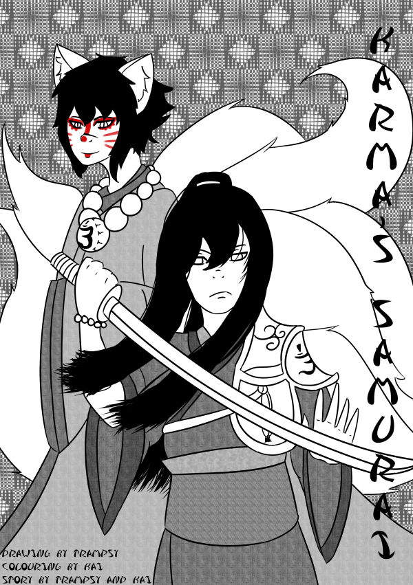 [DGM] Kitsune and the Samurai - Title - Lineart