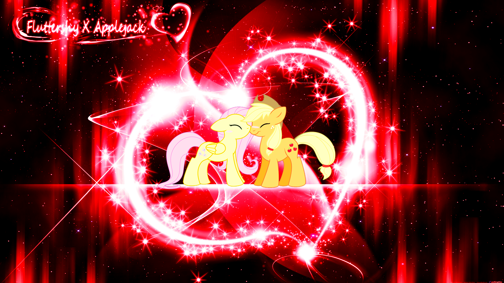 Fluttershy X Applejack (Wallpaper)(Request)