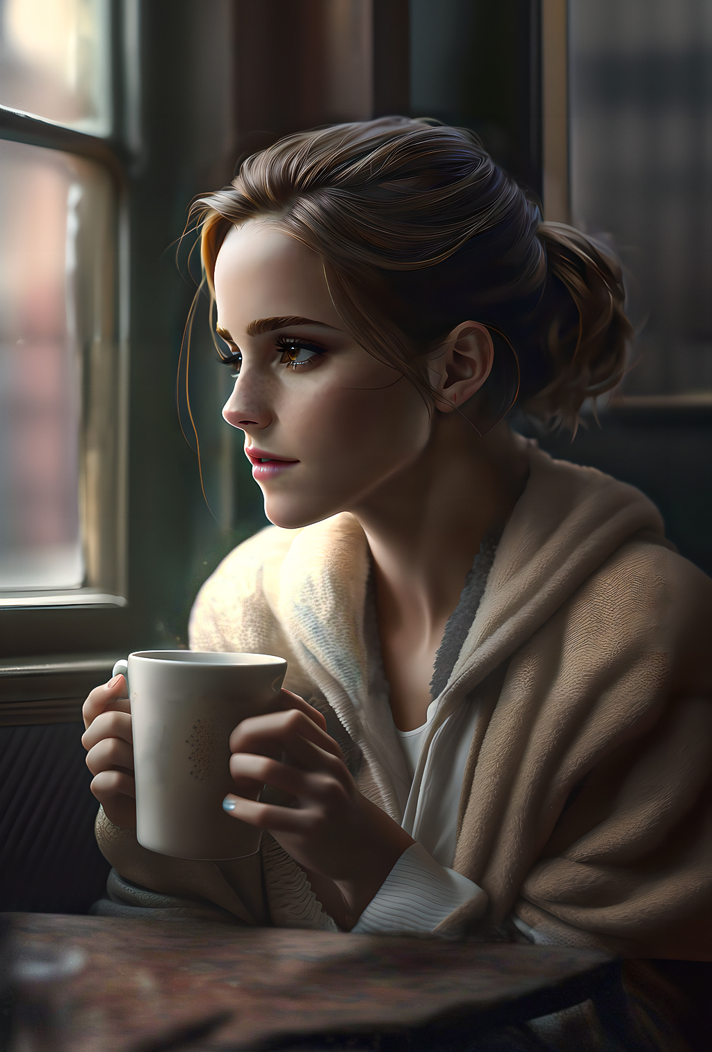 Emma Watson Drinking a Coffee by FantomVisual on DeviantArt
