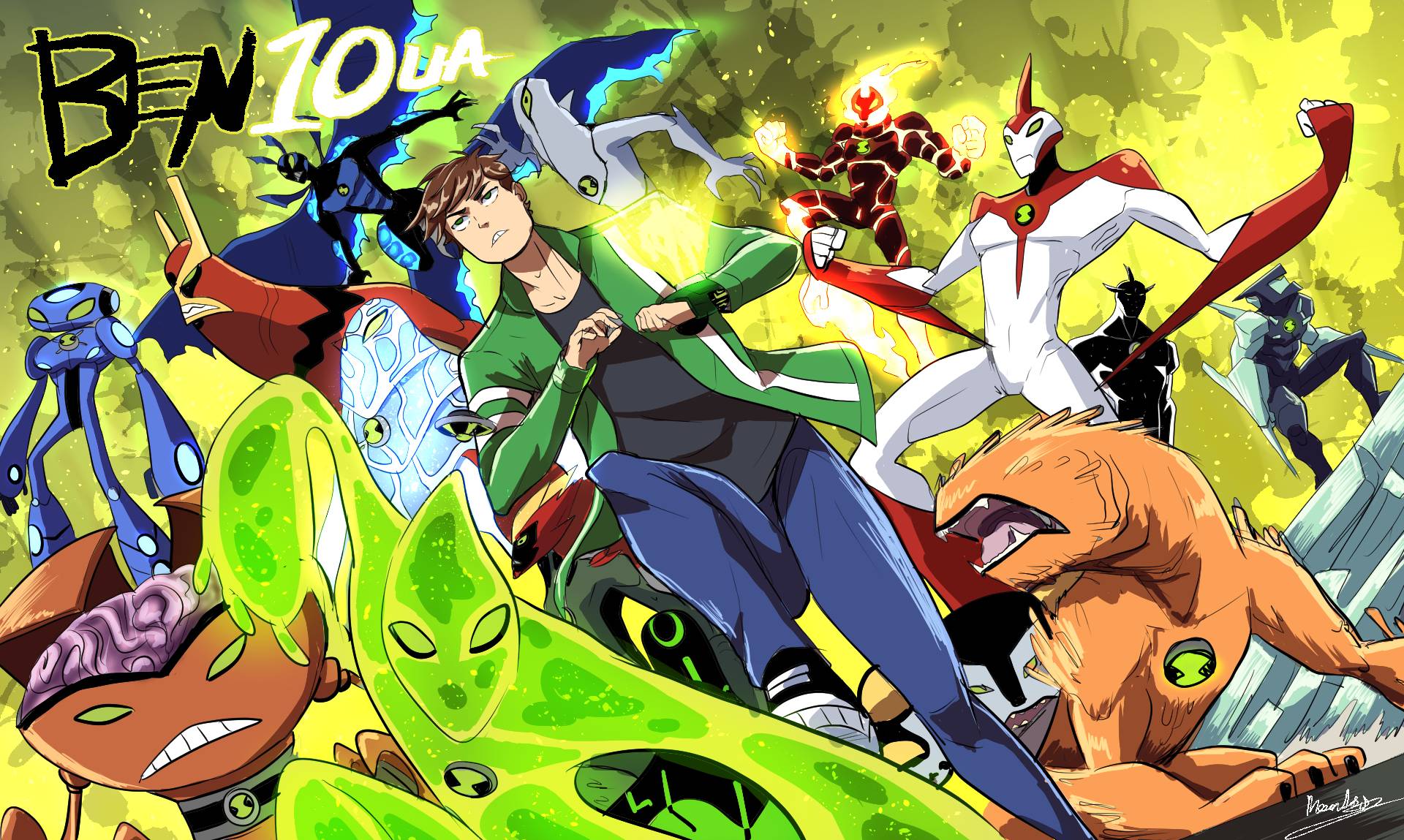 All the aliens identified on this concept art for Ben 10 Alien