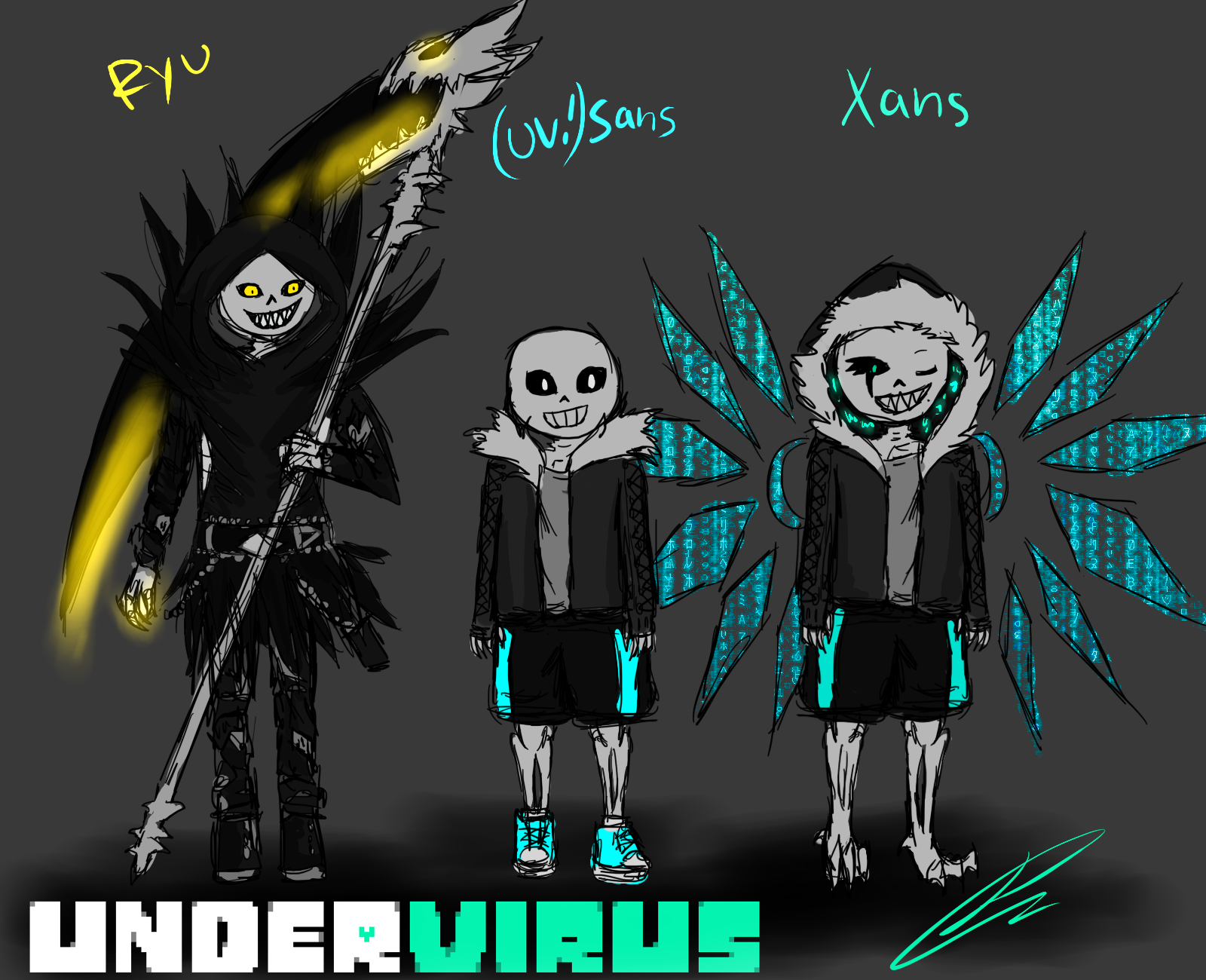 My Sanses- Ryu, (Virus!)Sans and Xans