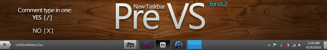 Pre Black VS 1.2 new taskbar by vi20RickrMetal12us on DeviantArt