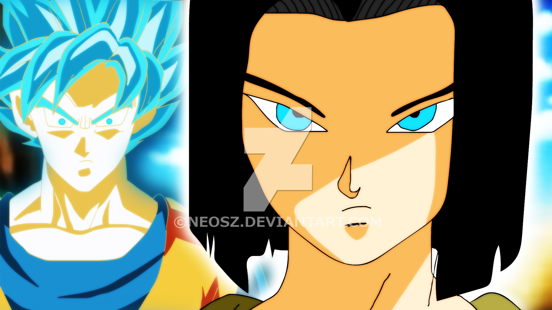 Goku y androide 17 Peleando contra los furgitivos by NeosZ on DeviantArt