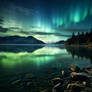 A Canadian Lake with long exposure Aurora Borealis