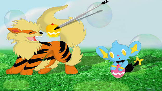 Sparky and Pucho in Pokemon Amie