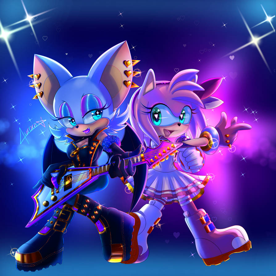 Rock ROUGE and Pop AMY By AURORA by EdalineLaurence on DeviantArt