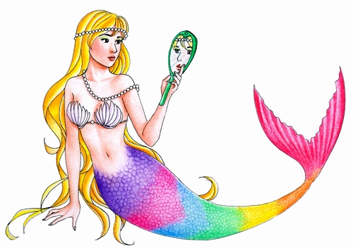 rainbow colored mermaid