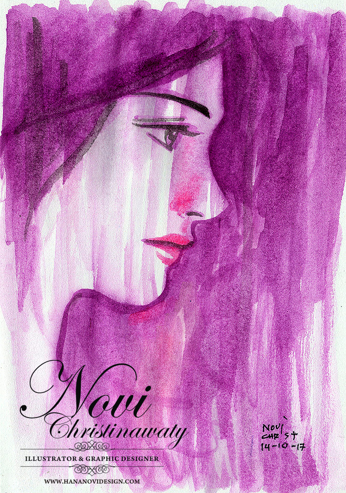 watercolor girl - purple