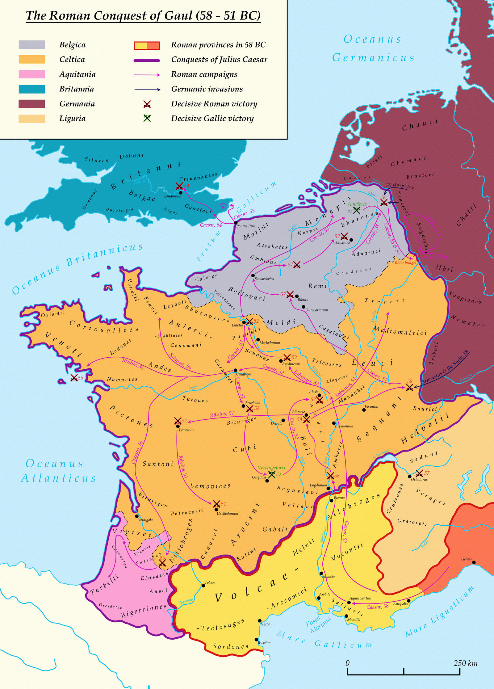 The Roman Conquest of Gaul (58 - 51 BC) by Undevicesimus