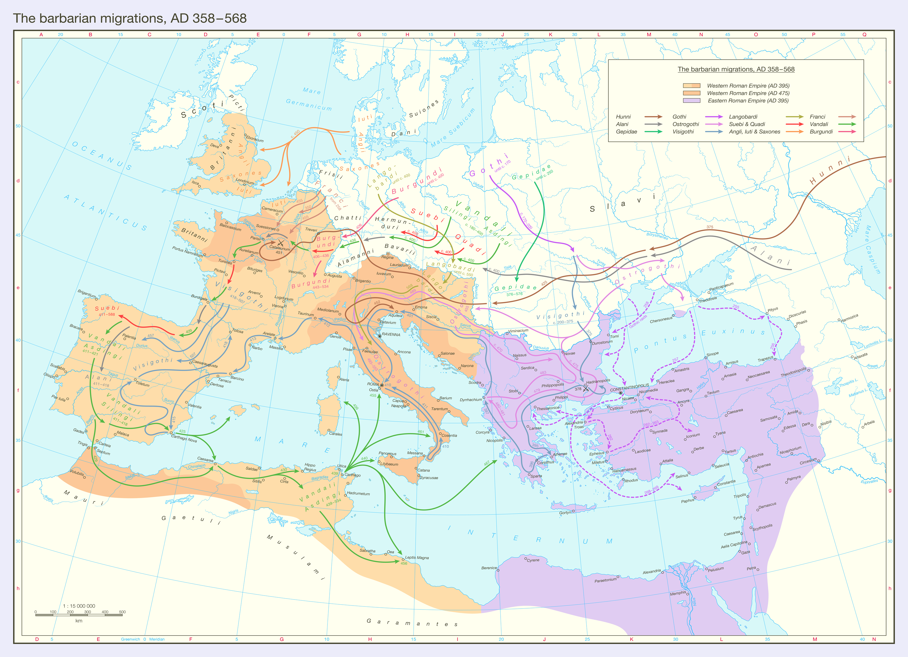 The barbarian migrations, AD 358 - 568