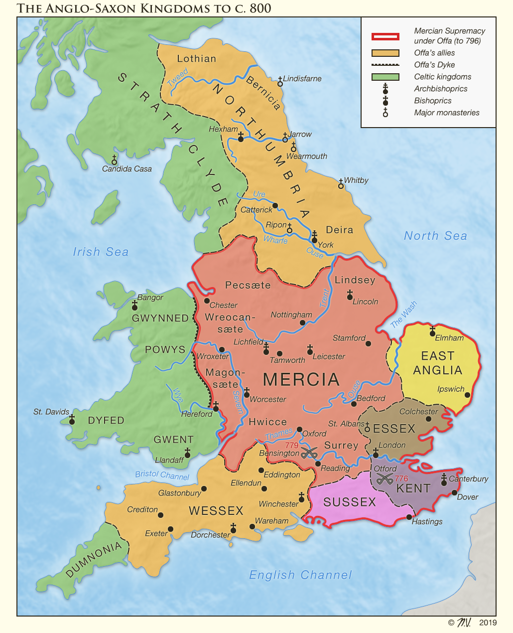 De angelsaksiske kongerikene til ca 800 (Undevicesimus on DeviantArt)