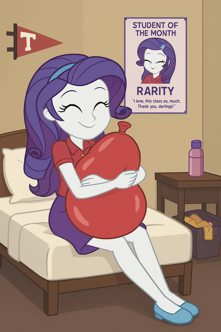 Puffed Rarity Deviantart Rarity is hugging her red balloon by TroyTh on DeviantArt