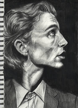 Timothee Chalamet profile, charcoal