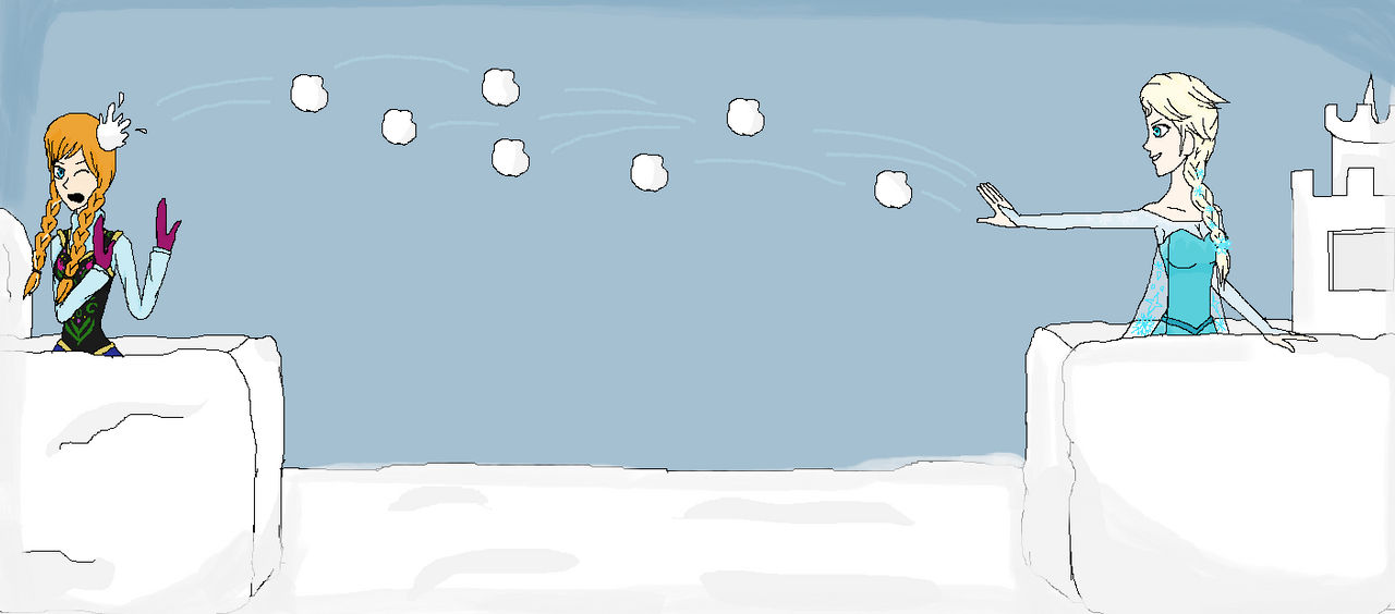 Frozen: Elsa vs. Anna Snowball Fight by Ashcloud1300 on DeviantArt