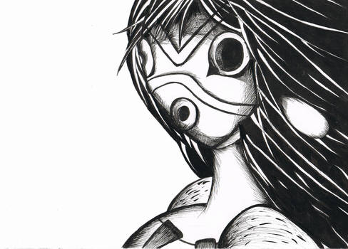 Princess Mononoke Mask in ink