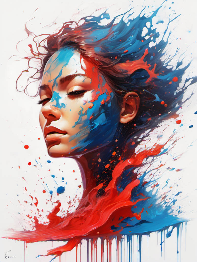 Splashed Portrait Portrait, Paintsplash by sheikkinen on DeviantArt