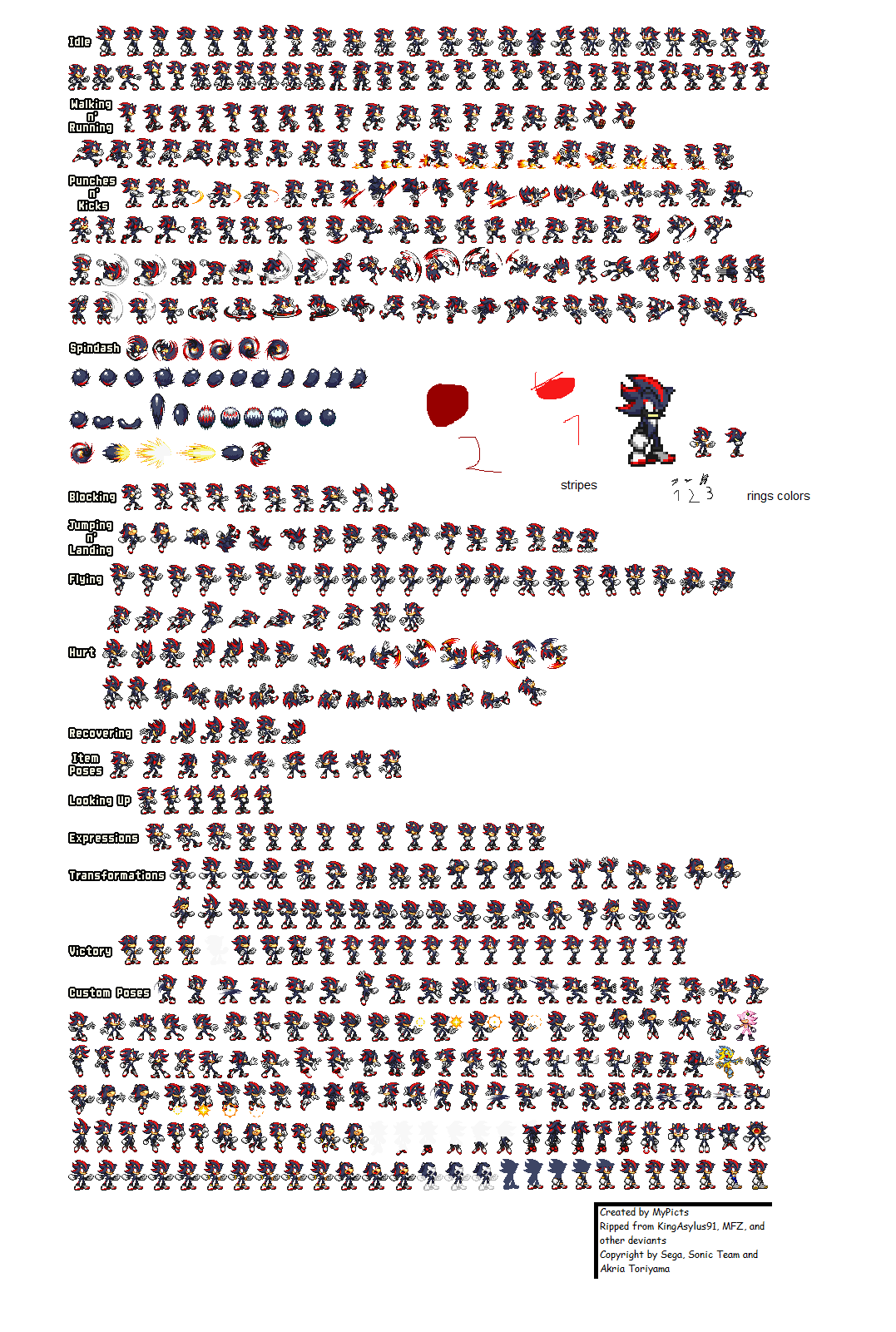 Shadow (no rings) sprite sheet by Swagboy567 on DeviantArt