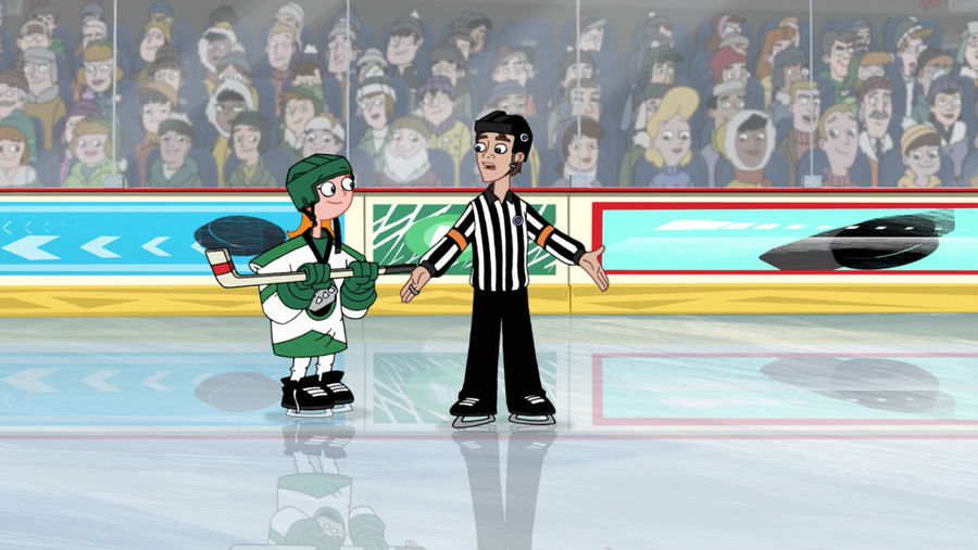 Candace in hockey uniform