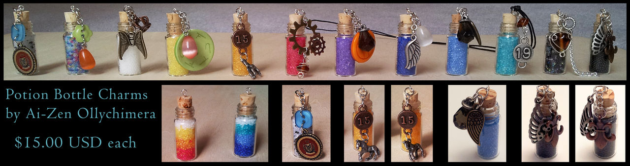 Potion Bottle Charms **FOR SALE** by OllyChimera