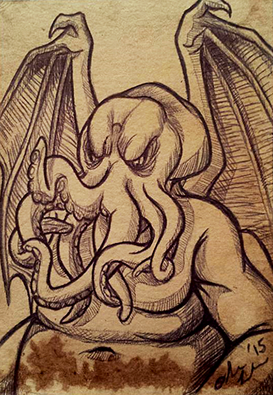 Tea Card - Cthulhu Sketch