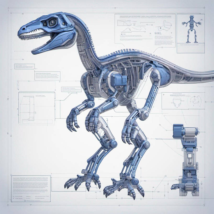 Robot Raptor Coloring A Blueprint Of A Robot Velociraptor With Medium Re by Nickjward7 on ...