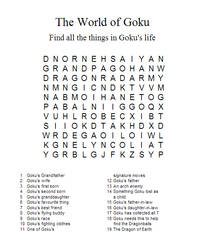 Goku wordsearch