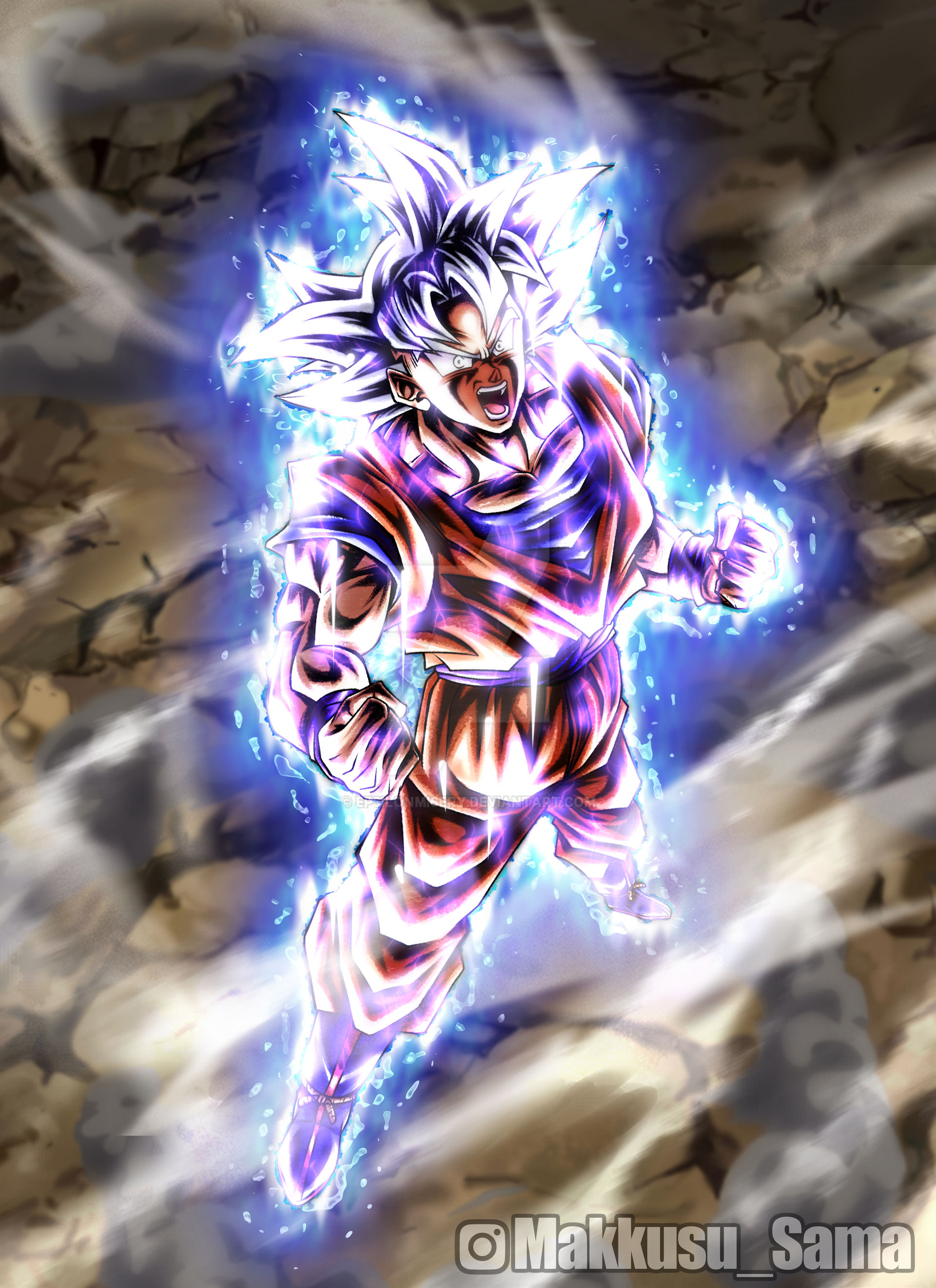 Mui Goku Powering Up W/Aura by EpsilonMisery on DeviantArt