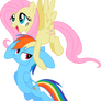 Vector: Fluttershy carrying Rainbowdash