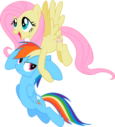 Vector: Fluttershy carrying Rainbowdash