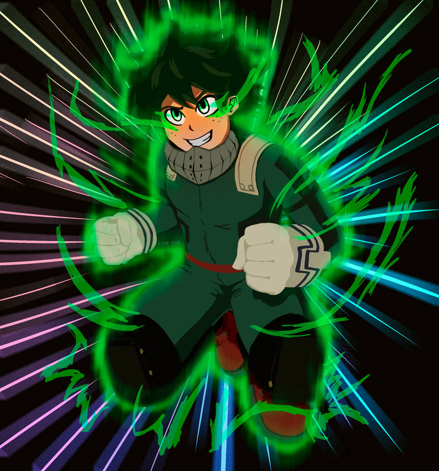 Deku using OFA by lucshy on DeviantArt