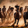 Sioux braves chasing wild horses