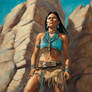 A beautiful Sioux native American woman climbing 2