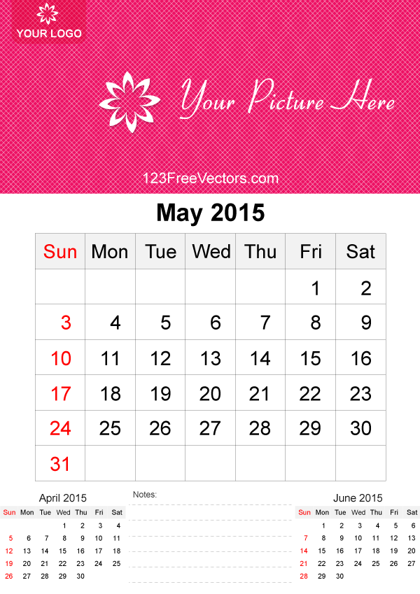 May 2015 Calendar Template Vector Free