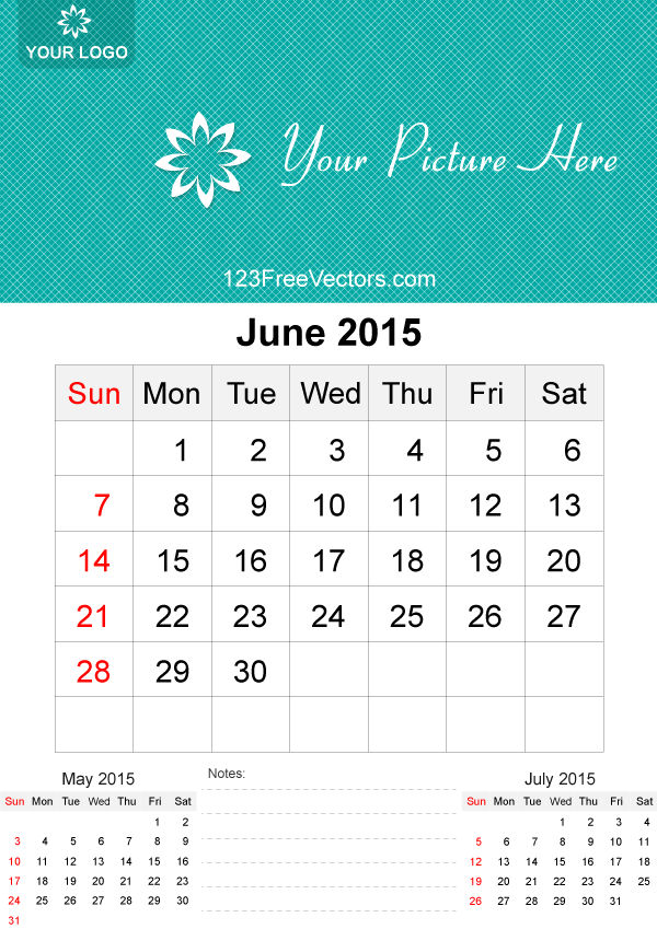 june 2015 calendar template vector free by 123freevectors