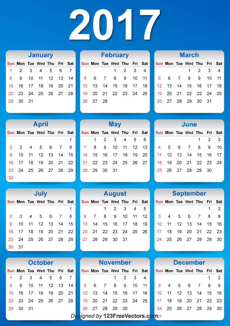 Vector Blue 2017 Calendar Design by 123freevectors on DeviantArt