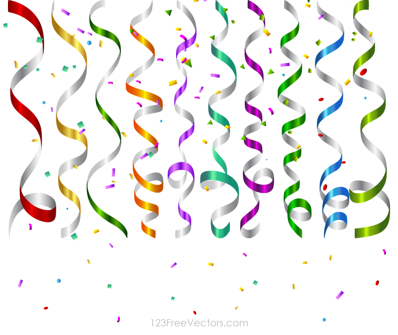 Colorful Birthday Party Streamers, Confetti Vector by 123freevectors on  DeviantArt