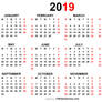 Yearly Calendar 2019 Free Vector