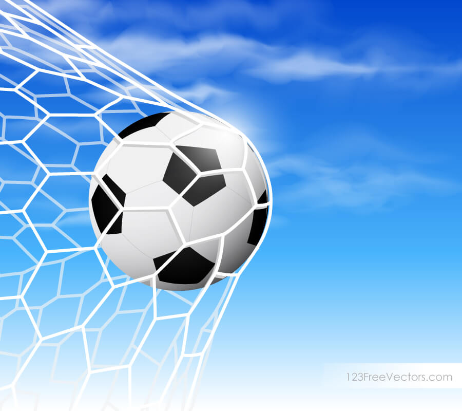 Soccer Ball In Goal Net On Blue Sky Background By 123freevectors On Deviantart